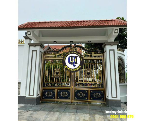 Cửa Cổng Inox Sơn Nung 4 Cánh Đồng Phú – Nhận Đặt Làm Theo Yêu Cầu 
