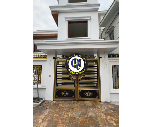 Làm Cổng Inox Sơn Nung Nhôm Đúc Bình Dương Theo Bản Vẽ Kiến Trúc