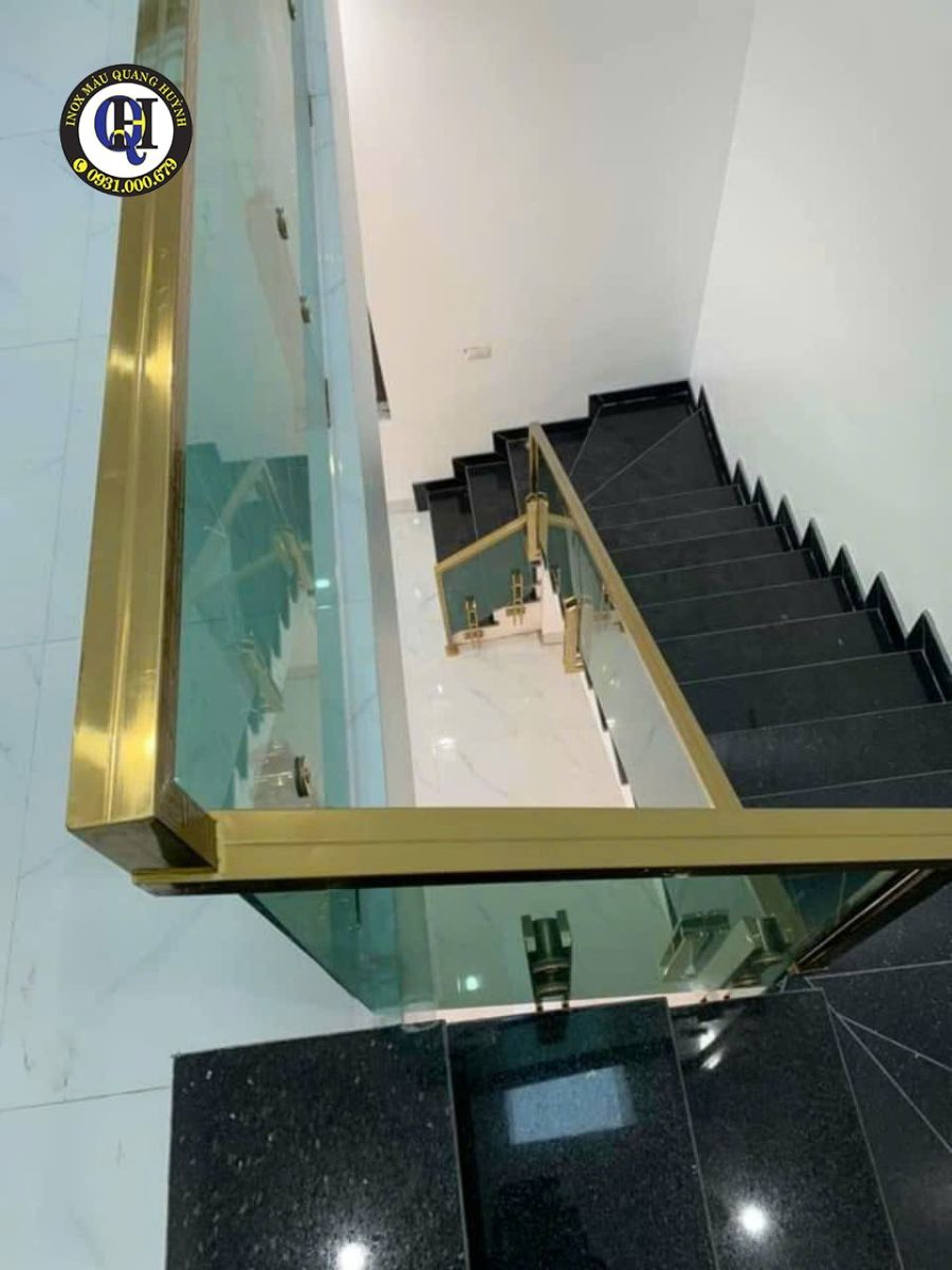 [ *& ] Cầu Thang Kính Tay Inox Mạ Màu - Giải Pháp Kiến Trúc Thượng Lưu
